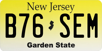 NJ license plate B76SEM