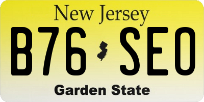 NJ license plate B76SEO