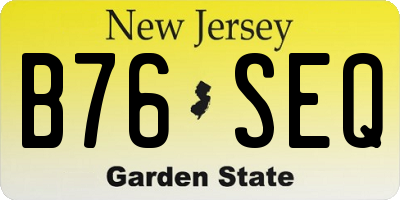NJ license plate B76SEQ