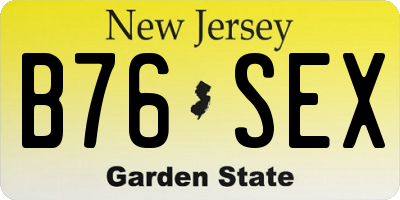 NJ license plate B76SEX