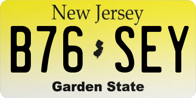 NJ license plate B76SEY