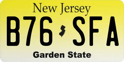 NJ license plate B76SFA
