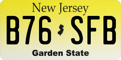 NJ license plate B76SFB
