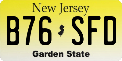 NJ license plate B76SFD