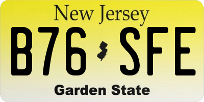 NJ license plate B76SFE