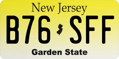 NJ license plate B76SFF