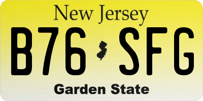 NJ license plate B76SFG