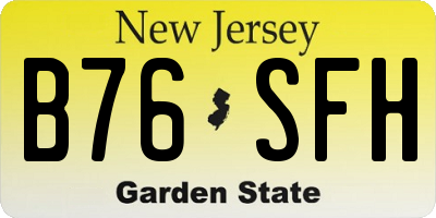 NJ license plate B76SFH