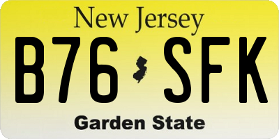 NJ license plate B76SFK
