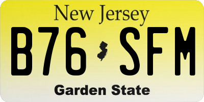 NJ license plate B76SFM