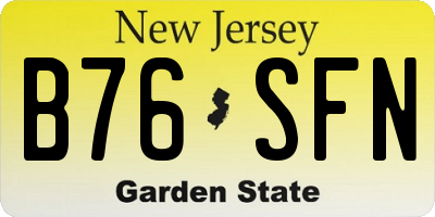NJ license plate B76SFN
