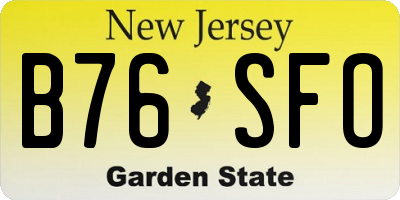 NJ license plate B76SFO