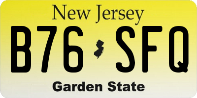 NJ license plate B76SFQ