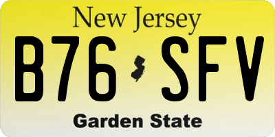 NJ license plate B76SFV