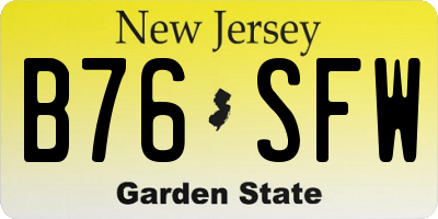 NJ license plate B76SFW