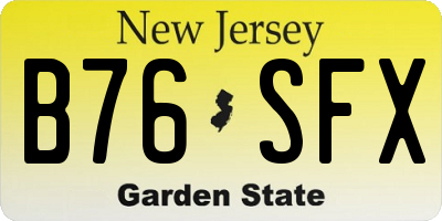 NJ license plate B76SFX