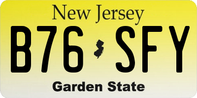 NJ license plate B76SFY