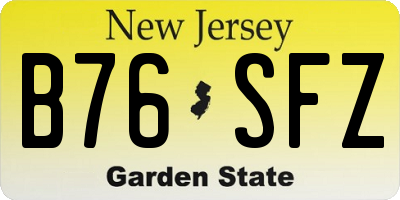 NJ license plate B76SFZ