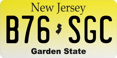 NJ license plate B76SGC