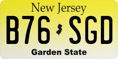 NJ license plate B76SGD