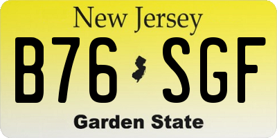 NJ license plate B76SGF