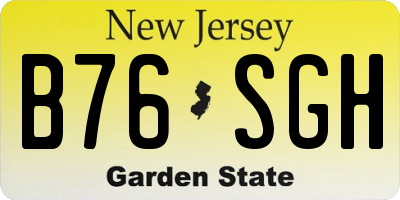 NJ license plate B76SGH