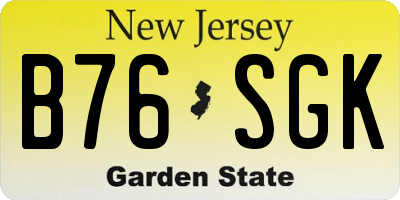 NJ license plate B76SGK
