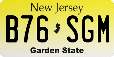 NJ license plate B76SGM