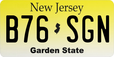 NJ license plate B76SGN