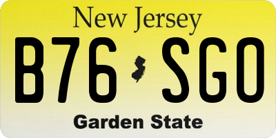 NJ license plate B76SGO