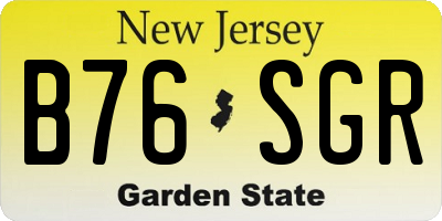 NJ license plate B76SGR