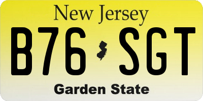 NJ license plate B76SGT