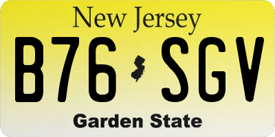 NJ license plate B76SGV