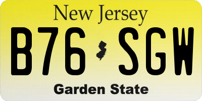 NJ license plate B76SGW