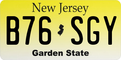 NJ license plate B76SGY