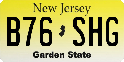 NJ license plate B76SHG