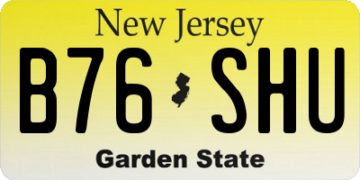 NJ license plate B76SHU