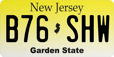 NJ license plate B76SHW