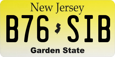 NJ license plate B76SIB