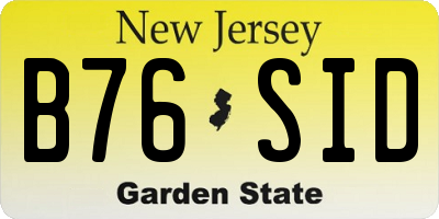 NJ license plate B76SID