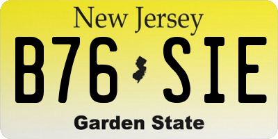 NJ license plate B76SIE