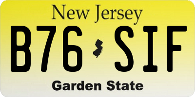 NJ license plate B76SIF