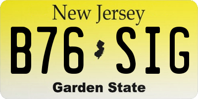 NJ license plate B76SIG