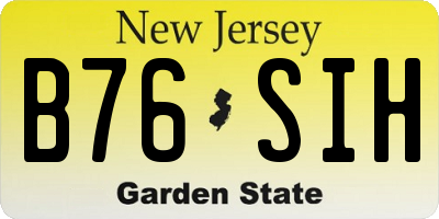 NJ license plate B76SIH