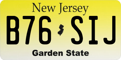 NJ license plate B76SIJ