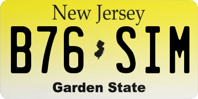 NJ license plate B76SIM