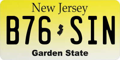 NJ license plate B76SIN