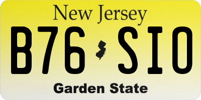 NJ license plate B76SIO