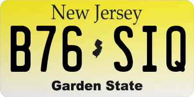 NJ license plate B76SIQ