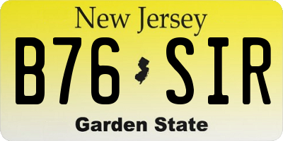 NJ license plate B76SIR